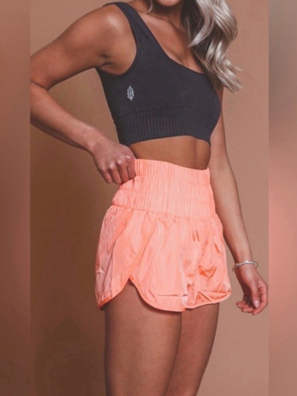 FP Movement The Way Home Coral Shorts Smocked Waist Women's Small